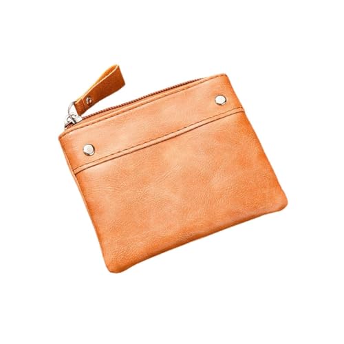 GreatRise Klein Herren Geldbörse Reißverschluss Portemonnaie, PU Leder, 12.5 × 10.5cm, Portable Geldbeutel Mini Brieftasche Kurz Münztasche Kreditkartenetui für Kreditkarten Bargeld Münze Braun von GreatRise