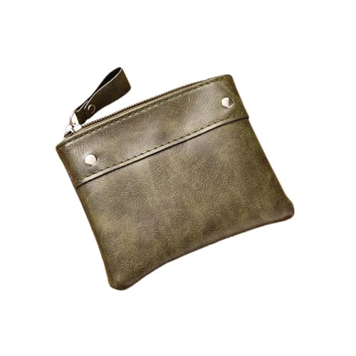 GreatRise Klein Herren Geldbörse Reißverschluss Portemonnaie, PU Leder, 12.5 × 10.5cm, Portable Geldbeutel Mini Brieftasche Kurz Münztasche Kreditkartenetui für Kreditkarten Bargeld Münze Grün von GreatRise