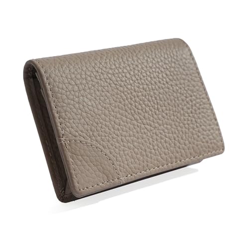 GreatRise Klein Kreditkartenetui mit Schnappen Echtes Leder Kartenhalter Geldbörse Kurzer Geldbeutel Portemonnaie, 4 Kartenfächer, 1 Münzfach für Karten Münzen Gefaltete Geldscheine Elefantengrau von GreatRise