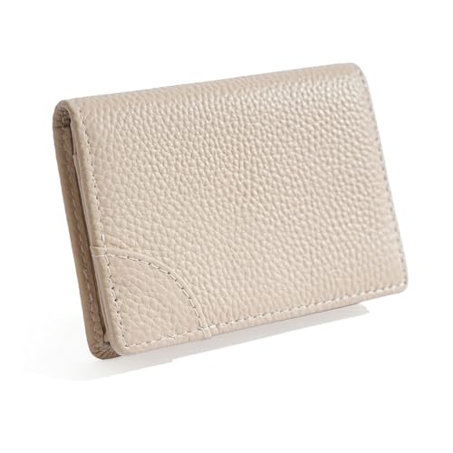 GreatRise Klein Kreditkartenetui mit Schnappen Echtes Leder Kartenhalter Geldbörse Kurzer Geldbeutel Portemonnaie, 4 Kartenfächer, 1 Münzfach für Karten Münzen Gefaltete Geldscheine Milchig weiß von GreatRise