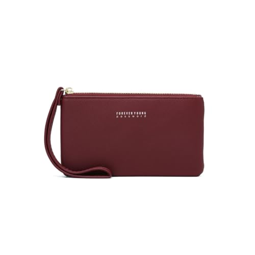 GreatRise Kleines Damen Geldbörse PU Leder Portemonnaie Kleine Brieftasche Coin Purse Münzbörsen mit Reißverschluss Fächer Kartenfächer und Abnehmbar Handgelenkband für Handy Geld Karten Dunkelblau von GreatRise