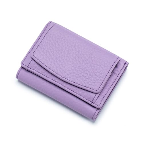 GreatRise Leder Geldbörse Kleine Geldbeutel Mini Portemonnaie Brieftasche Münzfach Portmonee mit RFID Blockier, 6 Kartenfächer, 1 Geldhalter und Münzfach für Scheine, Münzen und Karten Hellviolett von GreatRise