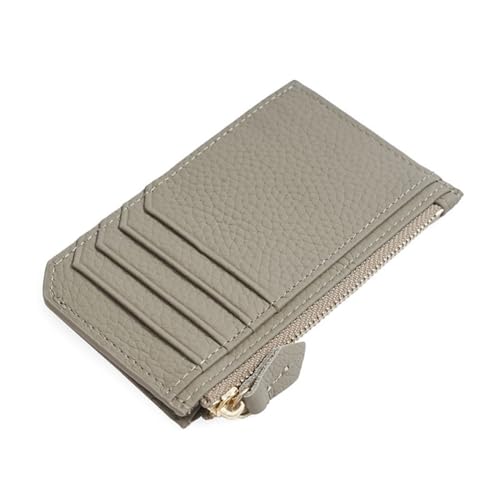 GreatRise Leder Kartenetui Slim Kartenhalter RFID-Schutz Klein Reißverschluss Kreditkartenetui Geldbörse Portemonnaie mit 7 Kartenfächer, 1 Münzfach und Schlüsselanhänger, für Damen Herren Grau von GreatRise