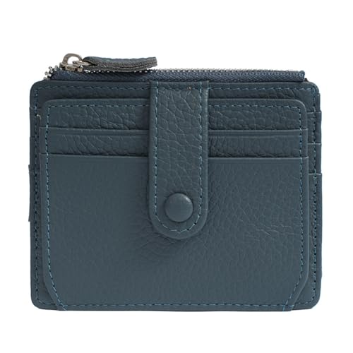 GreatRise Leder Kreditkartenetui Damen Herren Faltbar Geldbörse Leder Geldbeutel Slim Kartenetui Portemonnaie mit 1 Münzfach, 10 Kartenfächer, für Karten Geldscheine Schlüssel Münzen Saphirblau von GreatRise