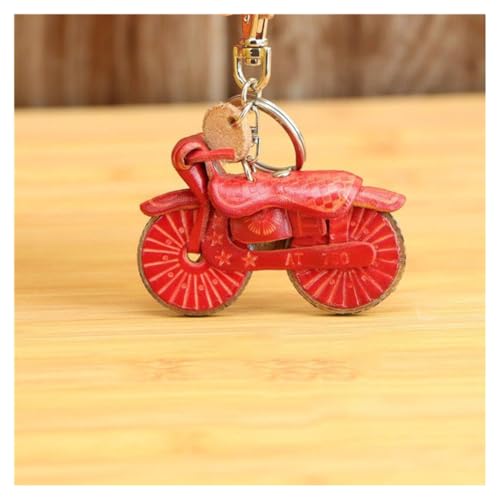GreatRise Motorrad Schlüsselanhänger aus Leder Personalisiert Motorrad Anhänger Vintage Taschenanhänger Auto Schlüssel Deko, Geburtstagsgeschenk für Damen Herren Motorradfahrer Rot von GreatRise