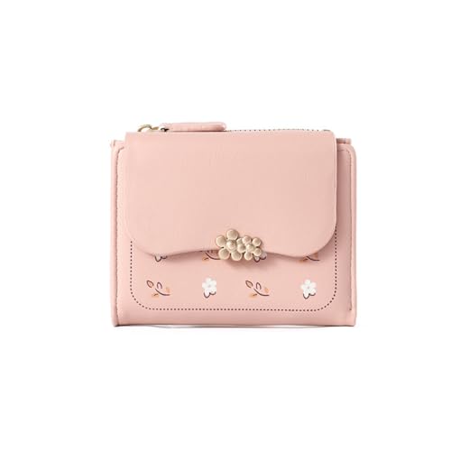 GreatRise Niedlich Blumen Geldbörse PU Leder Kleine Geldbeutel Portemonnaie Damen im Kurzformat Mini Brieftasche mit Reißverschluss, Vielen Fächern, für Frauen Kinder Karten Münze Geldschein Blau von GreatRise
