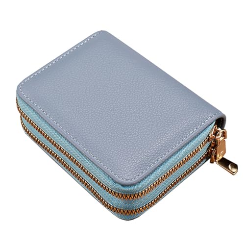 GreatRise PU Leder Kreditkartenetui Orgel-Stil Kreditkartenhüllen Damen Herren, 9 Karte Fächer & 4 Fächer, Reißverschluss Geldbörse Tragbar Kartenetui Brieftasche Visitenkartenetui Blau von GreatRise