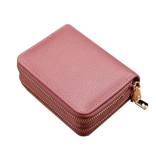 GreatRise PU Leder Kreditkartenetui Orgel-Stil Kreditkartenhüllen Damen Herren, 9 Karte Fächer & 4 Fächer, Reißverschluss Geldbörse Tragbar Kartenetui Brieftasche Visitenkartenetui Dunkel Rosa von GreatRise