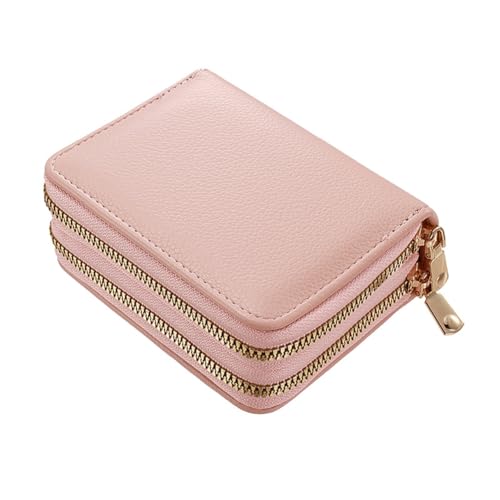 GreatRise PU Leder Kreditkartenetui Orgel-Stil Kreditkartenhüllen Damen Herren, 9 Karte Fächer & 4 Fächer, Reißverschluss Geldbörse Tragbar Kartenetui Brieftasche Visitenkartenetui Hellrosa von GreatRise