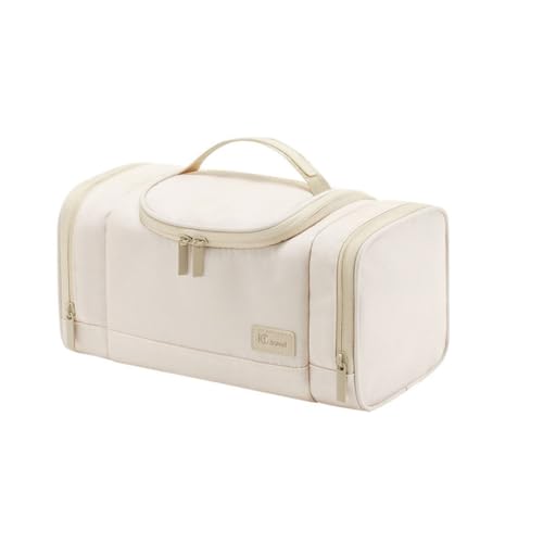 GreatRise Wasserdicht Kosmetiktasche Make-up-Tasche Kulturbeutel Damen Waschtasche Tragen Reise Kulturtasche Handgepäck Waschbeutel Aufbewahrungstaschen mit Griff für Kinder Frauen Mann Beige von GreatRise