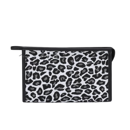 GreatRise Weiß und Schwarz Kosmetiktasche Damen Wasserdicht Make up Tasche Reise Leopard Kosmetikkoffer Waschtasche Taschen Kariert Organizer Portable Kulturbeutel mit Griff #2-Leopard von GreatRise