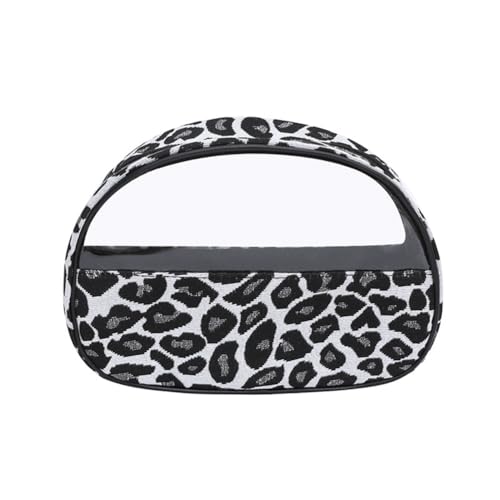 GreatRise Weiß und Schwarz Kosmetiktasche Damen Wasserdicht Make up Tasche Reise Leopard Kosmetikkoffer Waschtasche Taschen Kariert Organizer Portable Kulturbeutel mit Griff #3-Leopard von GreatRise