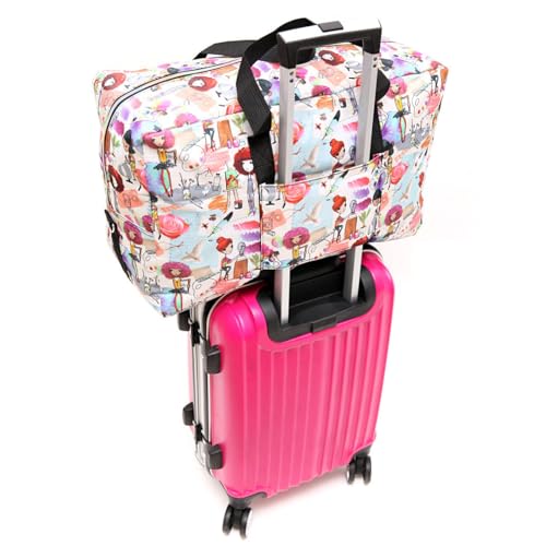 GreatRise wasserdichte Umzugstaschen Faltbare Aufbewahrungstaschen Reisetasche Handgepäcktasche Urlaubstasche Seesäcke Tragetasche mit Trolleyhülle Sporttasche für Herren Damen Malerei Mädchen L von GreatRise