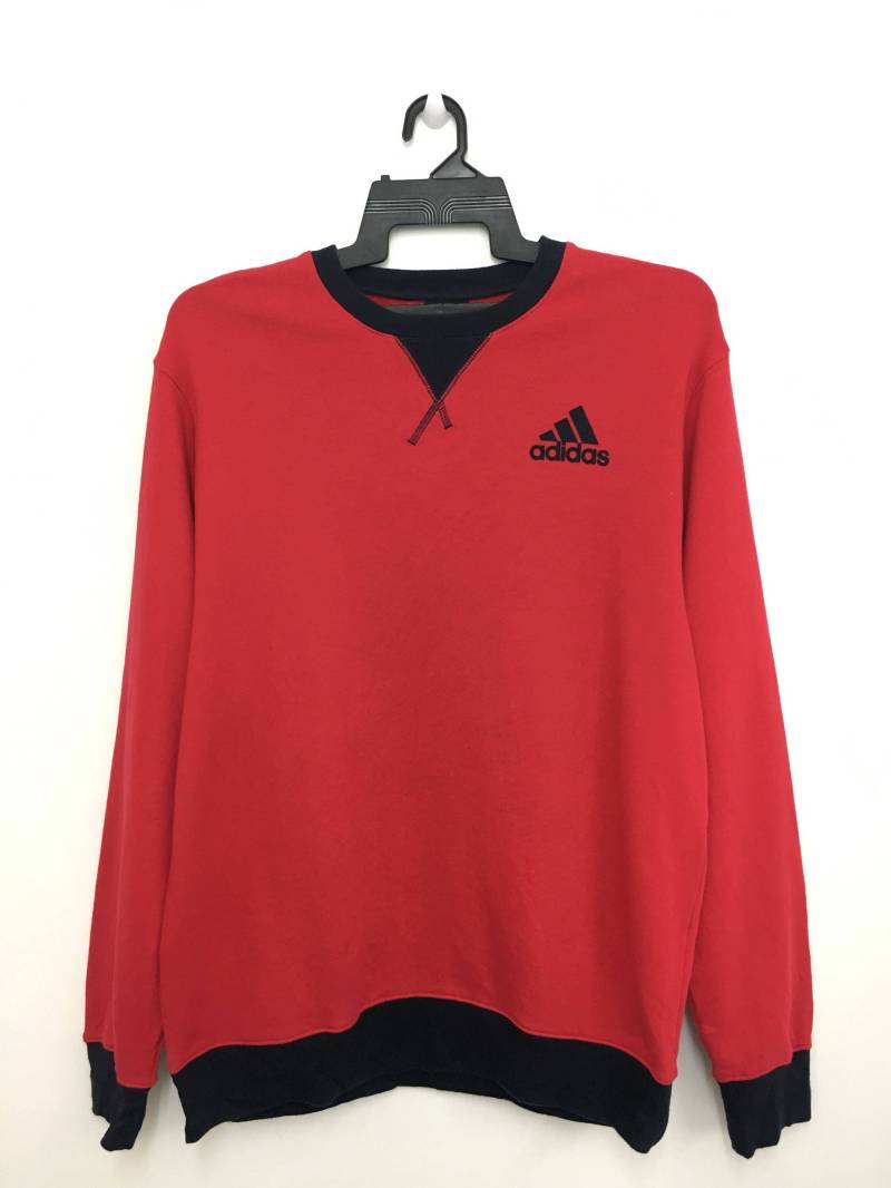 Angebot Adidas Sweatshirt Rote Farbe Rundhalspullover Pullover Große Größe von GreatVtgApparels