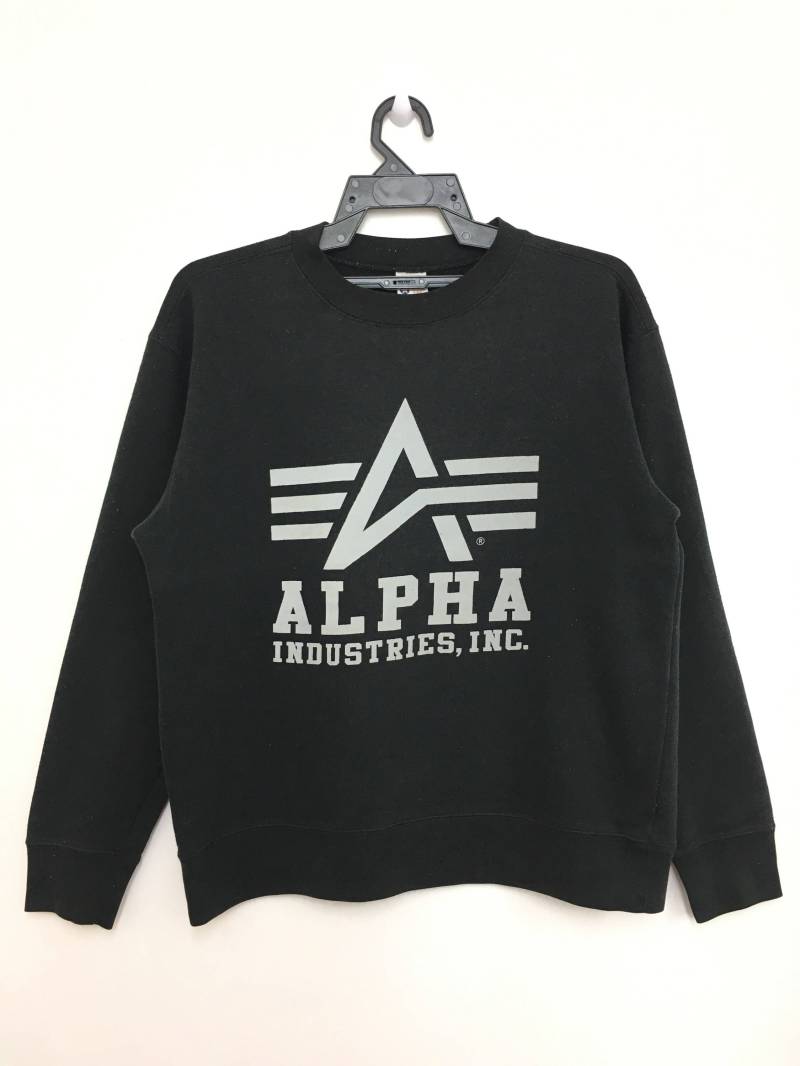 Angebot Alpha Industries Inc Sweatshirt Pullover Mittlere Größe Schwarz von GreatVtgApparels