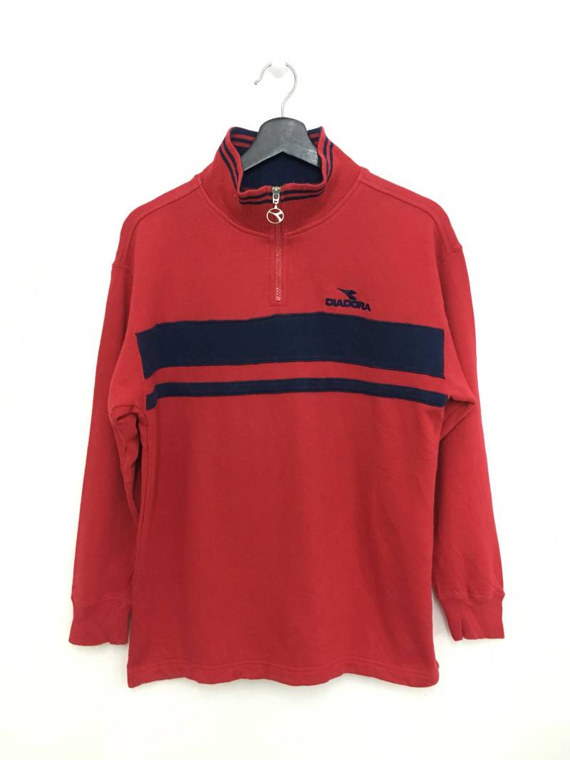 Auf Verkauf Diadora Pullover Sweatshirt Halber Reißverschluss Mittlere Größe von GreatVtgApparels