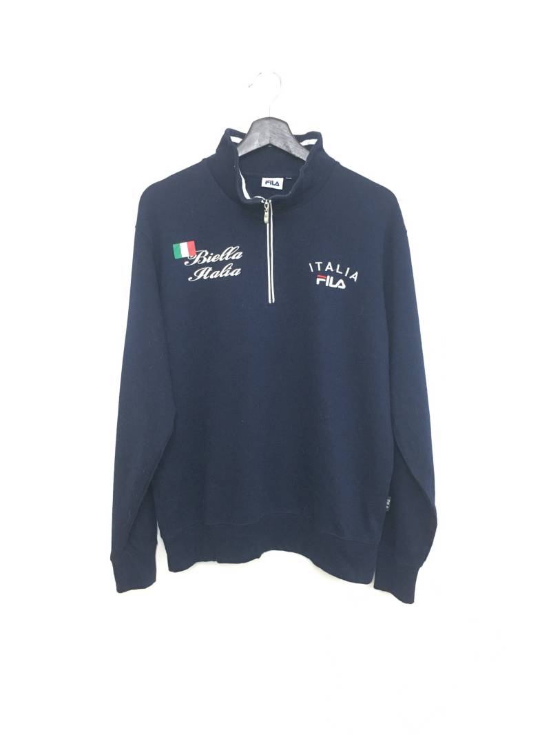 Auf Verkauf Fila Sweatshirt Halber Reißverschluss Marine-Blau Farbe Große Größe Ausgezeichneter Zustand von GreatVtgApparels