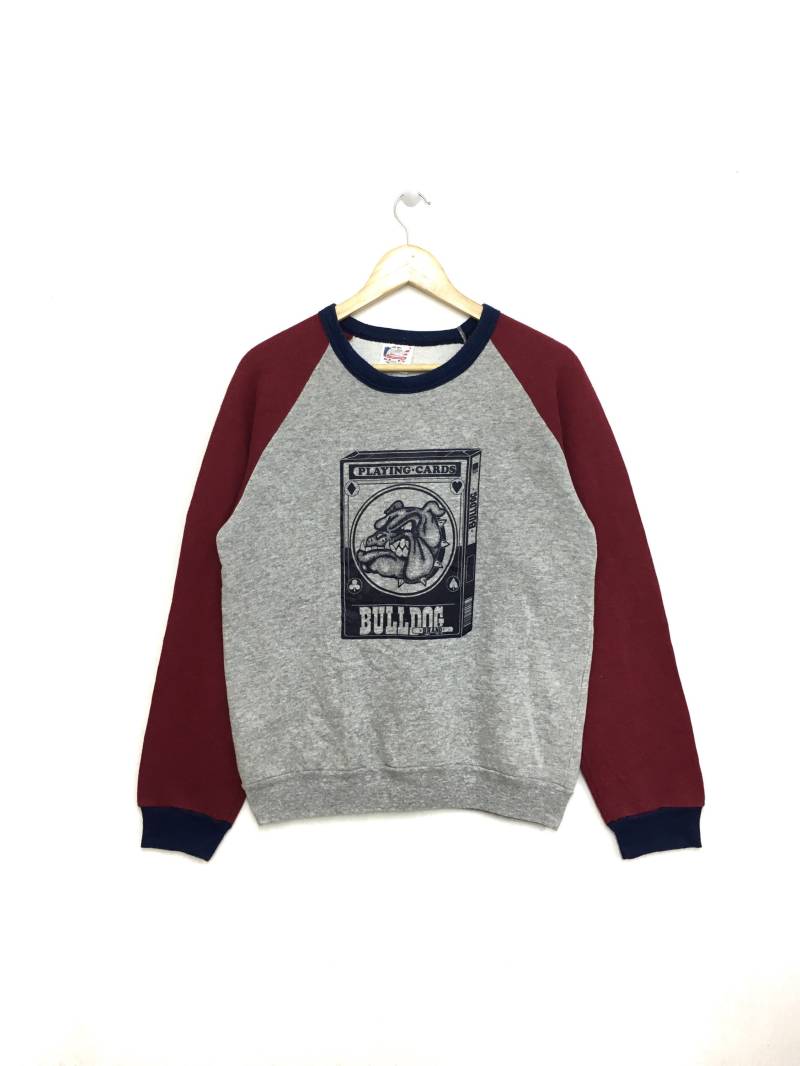 Selten Bulldog Marke Sweatshirt Pullover Color Block Mittlere Größe Made in Usa von GreatVtgApparels