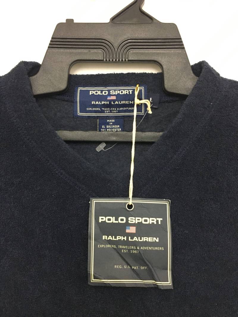 Selten Deadstock Mit Tag Vintage Polo Sport Ralph Lauren Sweatshirt Plain Navy Blue Large Size Auf von GreatVtgApparels
