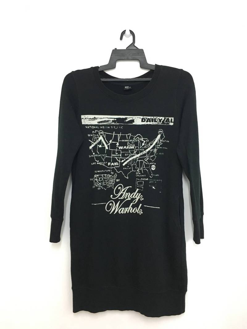 Verkauf Andy Warhol Langes Sweatshirt Mit Seitentasche Schwarze Farbe Mittlere Größe Verkauf Andy Warhol Langes Sweatshirt Mit Seitentasche Schwarze Farbe Mittlere Größe von GreatVtgApparels