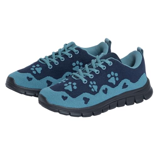 Damen Tennisschuhe mit Pfotenabdruck, leicht, bequem, mit Schlaufen zum Hineinschlüpfen, Outdoor-Schuhe, Blaue Pfotenabdrücke, 36 EU von GreaterGood