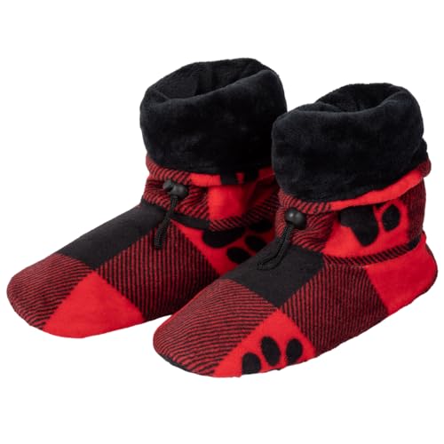 GreaterGood Supergemütliche Deluxe-Hausschuhe mit Pfotenabdrück, rutschfest, weich, verstellbare Passform, umklappbare Manschette, warme Schuhe, Geschenke für Mütter und Damen, Buffalo Check GreaterGood Supergemütliche Deluxe-Hausschuhe mit Pfotenabdrück, rutschfest, weich, verstellbare Passform, umklappbare Manschette, warme Schuhe, Geschenke für Mütter und Damen, Buffalo Check von GreaterGood