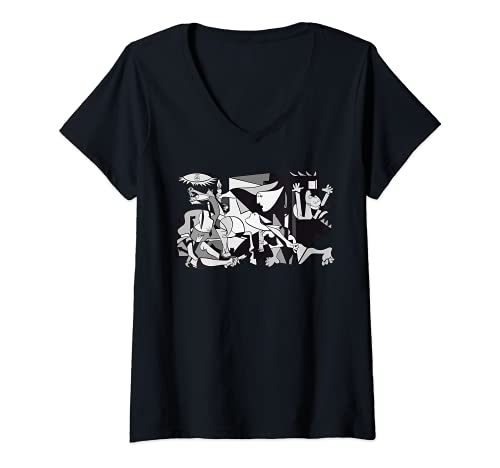 Damen Guernica Kunstwerk T-Shirt mit V-Ausschnitt von Greatest Masterpieces Painters