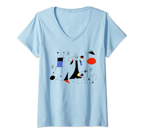 Damen El Sol (die Sonne) von Miro T-Shirt mit V-Ausschnitt von Greatest Painters Masterpieces