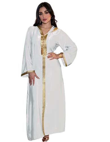 Greatfool Kaftan Damen lang - Traditioneller Damen-Djellaba im Stil eines marokkanischen Kaftans oder eines Kabylenkleids, der als Damen-Abaya oder - L von Greatfool