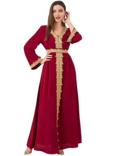Greatfool Kaftan Damen lang - Traditioneller Damen-Djellaba im Stil eines marokkanischen Kaftans oder eines Kabylenkleids, der als Damen-Abaya oder - M von Greatfool