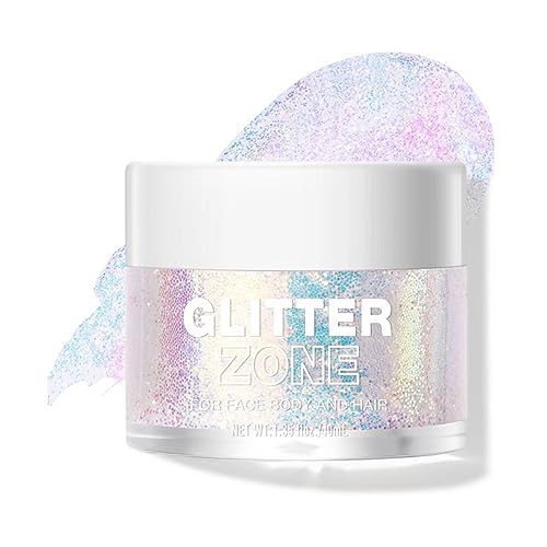 Body Glitter Gel,Holographic Face Glitter Makeup,Long-Lasting Fasching Makeup Glitzer Eyeshadow for Party Festival,Shimmer Highlighter Glitzer Gesicht Body Lotion Lidschatten Hair Powder Gel von Greatlizard