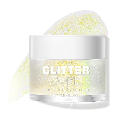 Body Glitter Gel,Holographic Face Glitter Makeup,Long-Lasting Fasching Makeup Glitzer Eyeshadow for Party Festival,Shimmer Highlighter Glitzer Gesicht Body Lotion Lidschatten Hair Powder Gel von Greatlizard