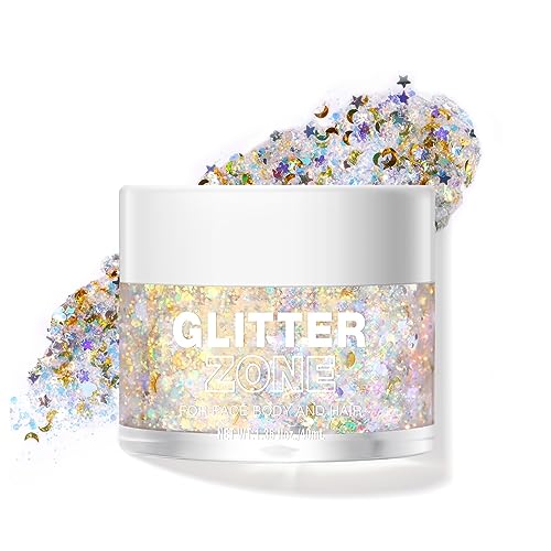 Body Glitter Gel,Holographic Face Glitter Makeup,Long-Lasting Fasching Makeup Glitzer Eyeshadow for Party Festival,Shimmer Highlighter Glitzer Gesicht Body Lotion Lidschatten Hair Powder Gel von Greatlizard