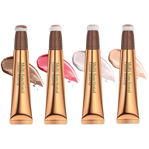 Contour Flüssiges Rouge Highlighter Set, Cream Liquid Blush Stick, Beauty Wand, Blendable Silky Gesicht Make-up, Matte Flüssiger Highlighter mit Kissen Applicator von Greatlizard