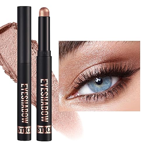 Cream Eyeshadow Stick, Metallic Glitter Eye Brightener stick, Matte Shimmer Eyeshadow Crayon, Waterproof Highlighter Makeup Stick for Girls Women Sparkling Eye Makeup (#02) von Greatlizard