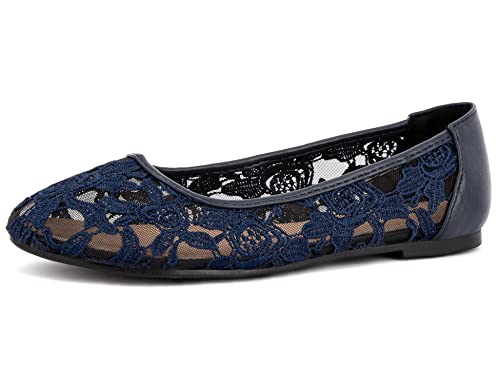 Greatonu Damen Geschlossene Ballerinas Brautschuhe atmungsaktiv Lace Flache Schuhe Blau Größe EU 41 Greatonu Damen Geschlossene Ballerinas Brautschuhe atmungsaktiv Lace Flache Schuhe Blau Größe EU 41 von Greatonu