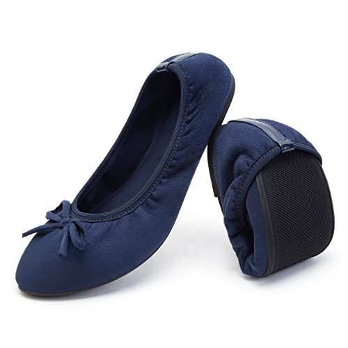 Greatonu Damen Geschlossene Ballerinas Flach Freizeit Tanzschuhe, Blau, 36 EU von Greatonu