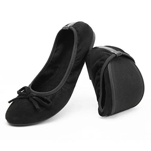 Greatonu Damen Geschlossene Ballerinas Flach Freizeit Tanzschuhe, Schwarz, 36 EU von Greatonu