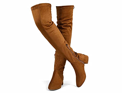 Greatonu Damen Overknee Stiefel Warme Winter Lange Stiefel mit seitlichem Reißverschluss Zurück Spitze Mode Oberschenkel Hohe Stiefel 1.77 inchs Camel EU 37 von Greatonu