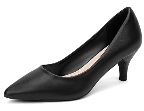 Greatonu Damen Pumps Kleine Absätze Spitzschuh Damen Pumps Lässige Kitten Heels-Schwarzes PU-40 von Greatonu