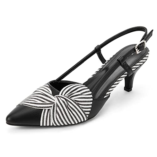 Greatonu Damen Sandalen Klassische Slingback Streif Party Süß Pumps Schwarz Pu Größe 37 EU von Greatonu