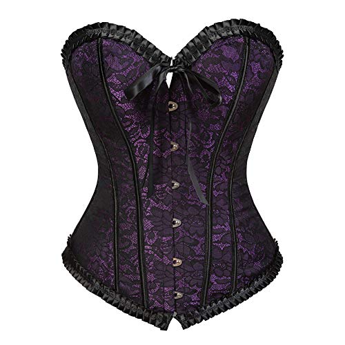 Grebrafan Body Corsage Damen Brokat Korsett Klassische (EUR(42-44) 3XL, Violett) von Grebrafan