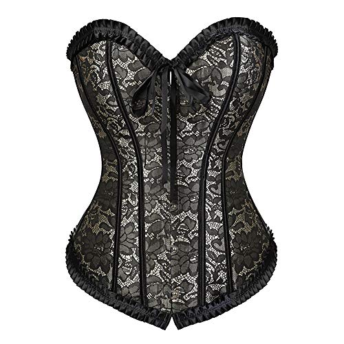 Grebrafan Body Corsage Damen Sexy Brokat Korsett Klassische (EUR(36-38) L, Grau) von Grebrafan