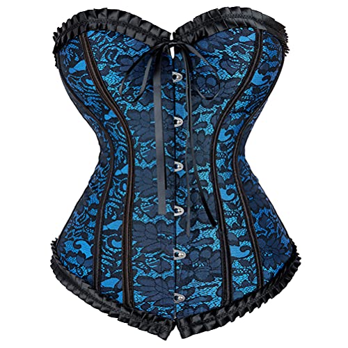 Grebrafan Body Corsage Damen Sexy Brokat Korsett Klassische (EUR(38-40) XL, Blau) von Grebrafan