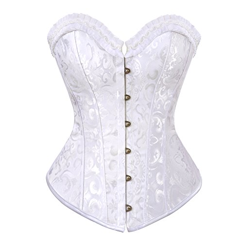 Grebrafan Corsage Damen Shape Mittelalter Korsett Stahl große größen (EUR(40-42) 2XL,Weiß) von Grebrafan