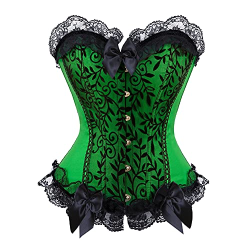 Grebrafan Corsage Damen Vollbrust Gothic Korsett Top (EUR(34-36) M, Grün) von Grebrafan