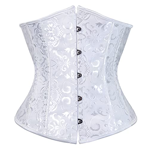 Grebrafan Corsage Karneval Korsett Unterbrust Clubwear Damen Korsagen (EUR(32-34) S, Weiß) von Grebrafan