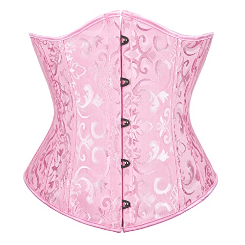 Grebrafan Corsage Karneval Korsett Unterbrust Clubwear Damen Korsagen (EUR(34-36) M, Rosa) von Grebrafan