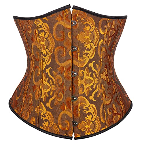 Grebrafan Corsage Karneval Korsett Unterbrust Clubwear Damen Korsagen (EUR(38-40) XL, Gelb) von Grebrafan
