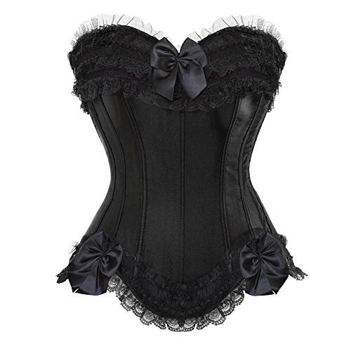 Grebrafan Corsage Korsett Satin Push UP Korsage Top (EUR(30-32) XS,Schwarz) von Grebrafan
